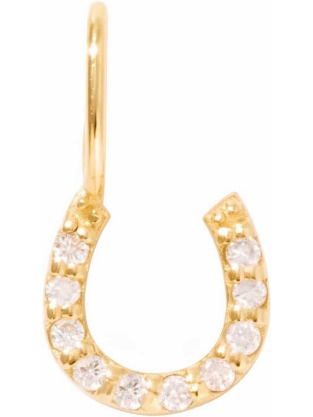 14K Yellow Gold Diamond Horse Shoe Charm Pendant - Lucky Jewelry Gift